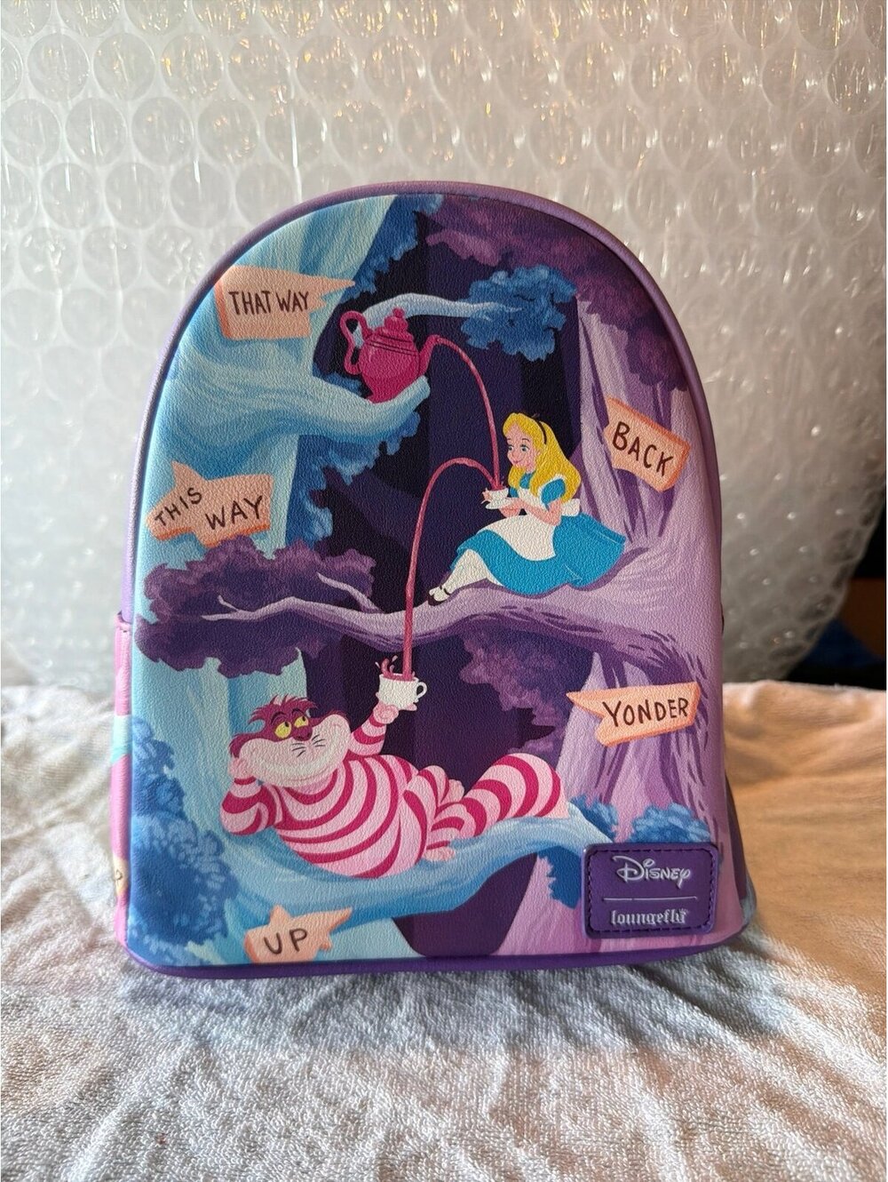 Loungefly Disney Alice In Wonderland & Cheshire Cat Backpack NWT